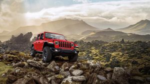 2020 Red Jeep Wrangler on Rocky Mountain