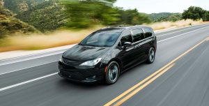 2020 Black Chrysler Pacifica Driving Down Road