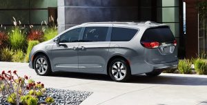 Silver 2020 Chrysler Pacifica Hybrid in Driveway