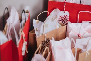 Red and White Shopping Bags