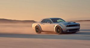 Silver 2021 Dodge Challenger Driving in the Desert