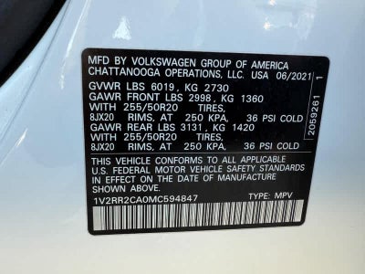 2021 Volkswagen Atlas 3.6L V6 SE w/Technology R-Line