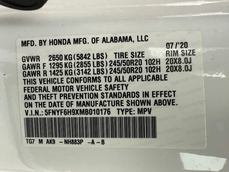 2021 Honda Pilot AWD Touring 8 Passenger