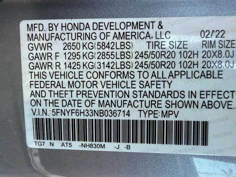 2022 Honda Pilot Sport