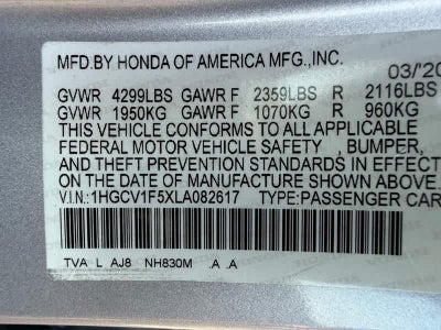 2020 Honda Accord EX-L 1.5T CVT