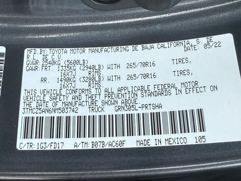 2022 Toyota Tacoma TRD Off Road Double Cab 5 Bed V6 AT