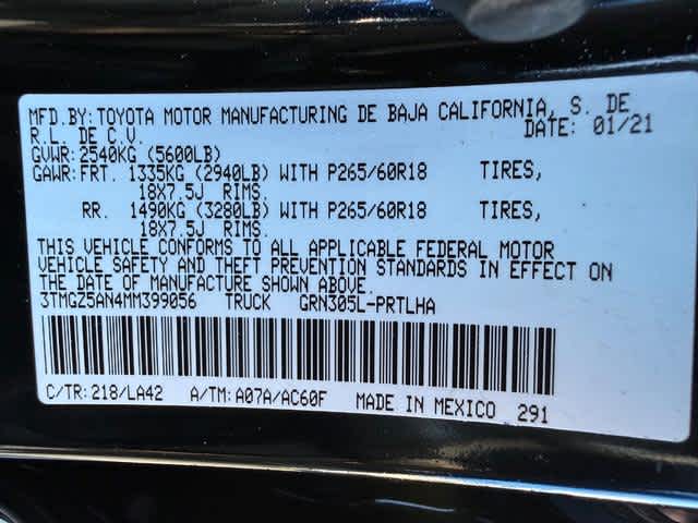 2021 Toyota Tacoma Limited Double Cab 5 Bed V6 AT