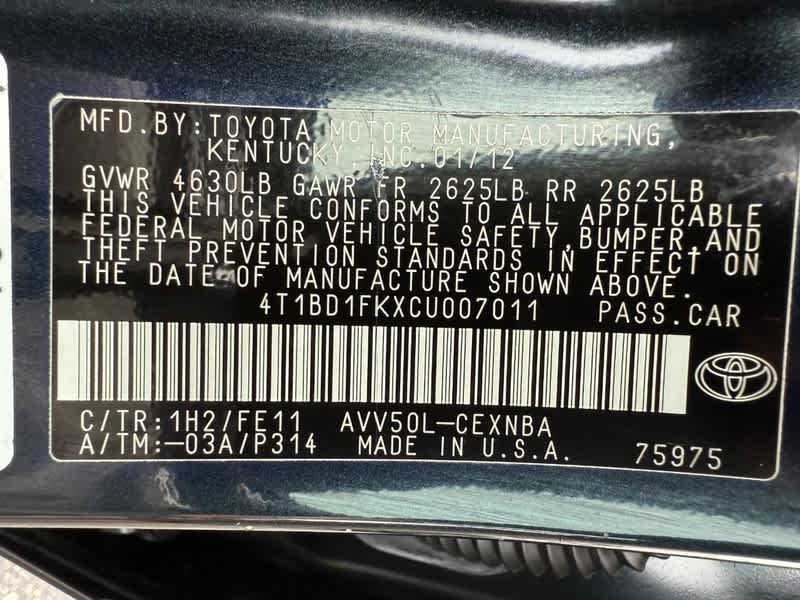 2012 Toyota Camry Hybrid 4dr Sdn LE