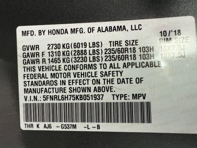 2019 Honda Odyssey EX-L w/Navi/RES Auto