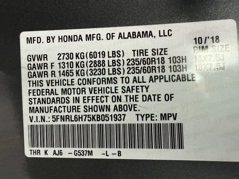 2019 Honda Odyssey EX-L w/Navi/RES Auto