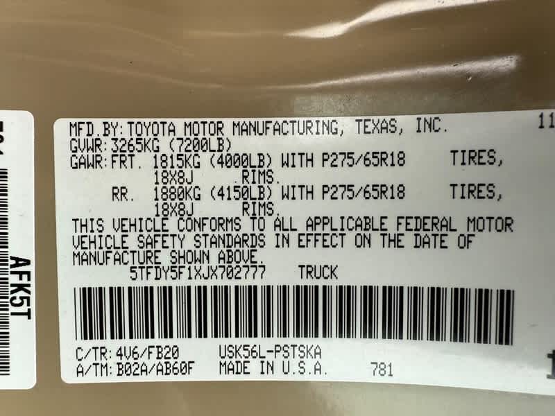 2018 Toyota Tundra SR5 CrewMax 5.5 Bed 5.7L