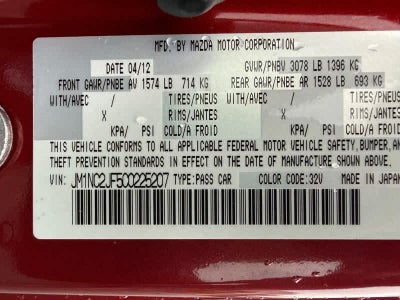 2012 Mazda Mazda MX-5 Miata 2dr Conv Auto Sport